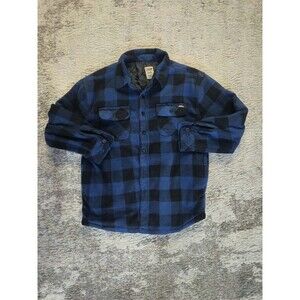 Y2K Dickies Size XL Flannel Coat  Blue Shadow Plaid Quilted Jacket